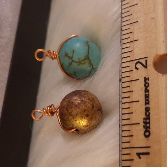2 copper wire wrapped bead charms or pendants - Picture 5 of 5